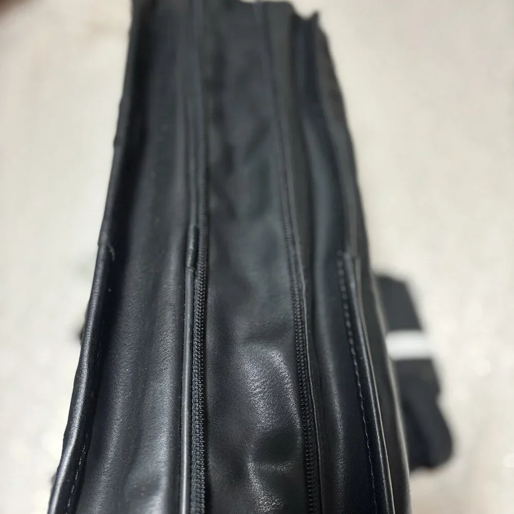 Leather‎ attache briefcase Expandable messenger bag with handle & shoulder strap